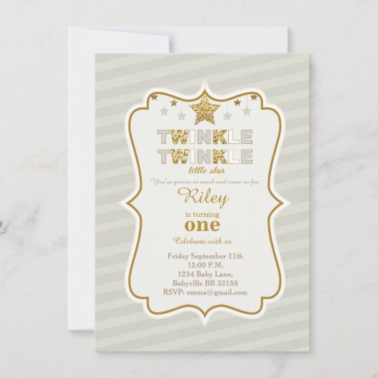 Twinkle Twinkle petite invitation d'anniversaire é (Devant)