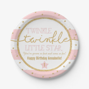 Twinkle Twinkle Pink and Gold Birthday Borden Papieren Bordje