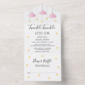 Twinkle Twinkle Pink Girl Baby shower All In One Uitnodiging (Binnen)