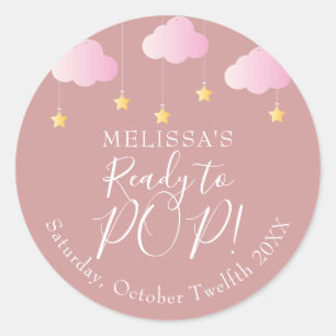 Twinkle Twinkle Ready To POP Roze Baby Shower Ronde Sticker