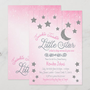Twinkle Twinkle, Roze Baby shower uitnodiging