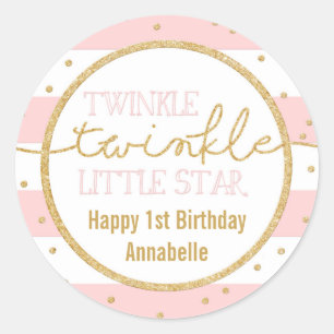 Twinkle Twinkle Roze en Gouden Verjaardag Sticker