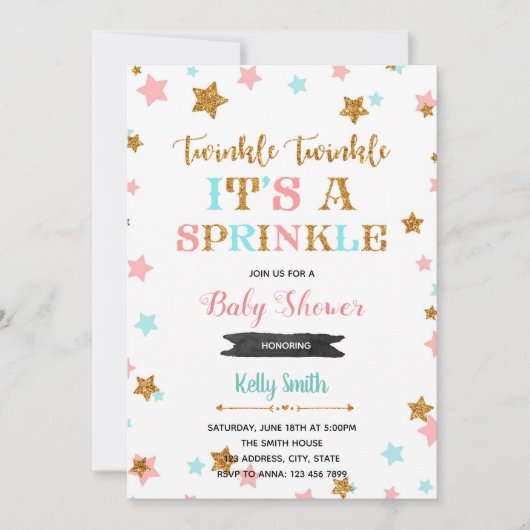 Twinkle Twinkle spetter spetter uitnodiging (Voorkant)