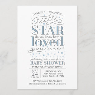 Twinkle Twinkle Star Theme Baby shower Blauw Kaart