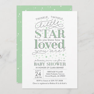 Twinkle Twinkle Star Theme Baby shower Mint Green Kaart