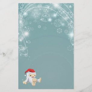 Twinkling Blue Christmas Paper met Yeti Speelgoed Briefpapier