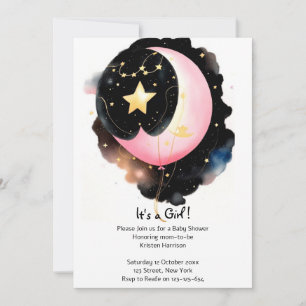 Twinkling Celestial: Moon & Stars Meisje Baby show Kaart