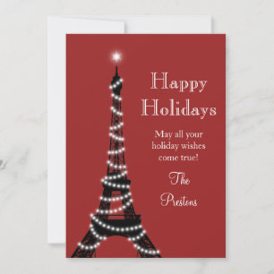 Twinkling Eiffel Tower Holiday Card Feestdagenkaart