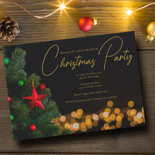 Twinkling Gold Lights Modern Kerstfeest Kaart