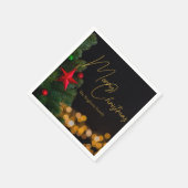 Twinkling Gold Lights Modern Vrolijk Kerstfeest Servet (Hoek)