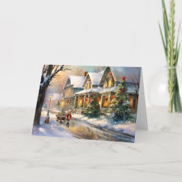 Twinkling Holiday Delight Jongen Trekken Een Sleig Kaart