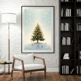 Twinkling Lights Christmas Tree Poster