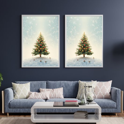 Twinkling Lights Christmas Tree Poster