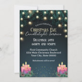 Twinkling Lights Kerstavond Kaarslicht Service Kaart (Voorkant)