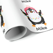 Twinkling Pinguïn met Kerstmis Lichten Cadeaupapier (Rol Hoek)