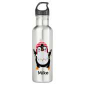 Twinkling Pinguïn met Kerstmis Lichten Waterfles (Voorkant)