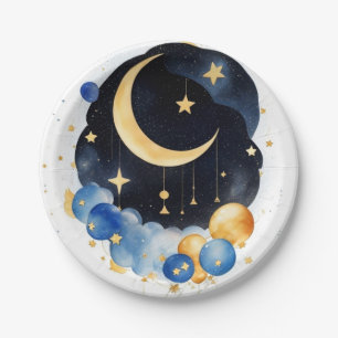 Twinkling Sky Baby shower Moon & Stars Thema Papieren Bordje