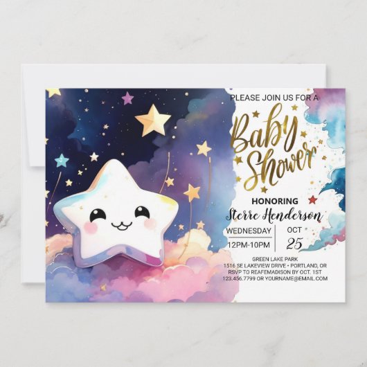 Twinkling Stardust Soiree Baby shower Kaart (Voorkant)