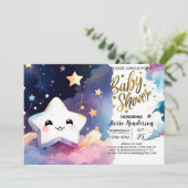 Twinkling Stardust Soiree Baby shower Kaart (Staand voorkant)