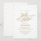 Twinkly Gold Stars Fancy Baby shower Invitation (Devant / Derrière)