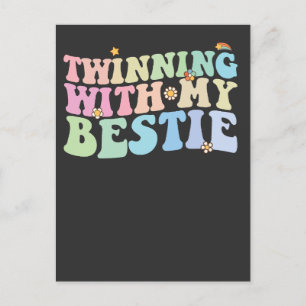 Twinning Met Mijn Bestie Groovy Retro Uitnodiging Briefkaart