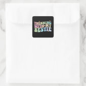 Twinning Met Mijn Bestie Groovy Retro Vierkante Sticker (Tas)