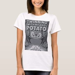 Twinning met mijn broer aardappel t-shirt
