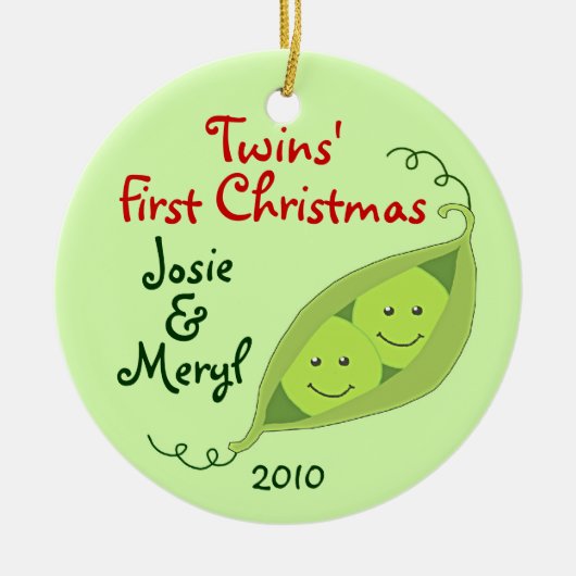 Twinns Eerste Kerstmis Gepersonaliseerd Ornament (Voorkant)