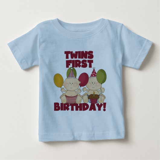 Twins 1e Verjaardag - Jongens T-shirts en geschenk (Voorkant)