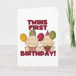 Twins 1e Verjaardag - Jongens T-shirts en geschenk Kaart