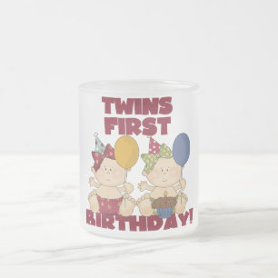 Twins 1e Verjaardag - Meisjes Tshirts en geschenke Matglas Koffiemok