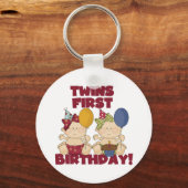 Twins 1e Verjaardag - Meisjes Tshirts en geschenke Sleutelhanger (Voorkant)