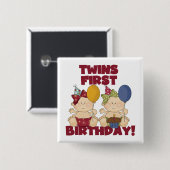 Twins 1e Verjaardag - Meisjes Tshirts en geschenke Vierkante Button 5,1 Cm (Voorkant /achterkant)