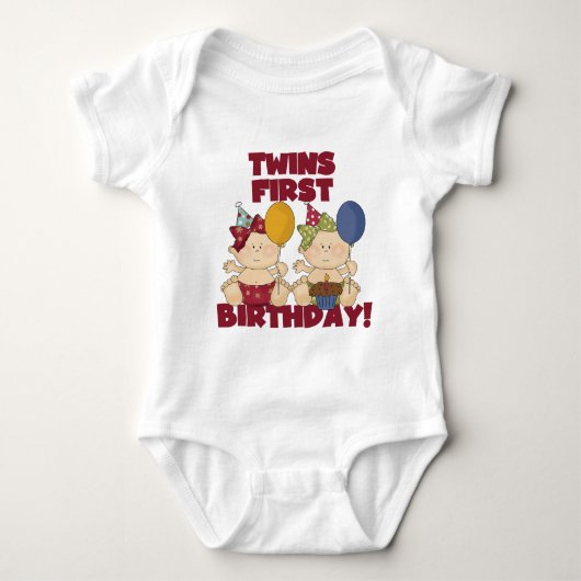 Twins 1er Anniversaire - Girls Tshirts et cadeaux (Devant)