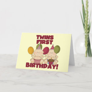 Twins 1st Birthday - Boys T-shirts en cadeautjes Kaart