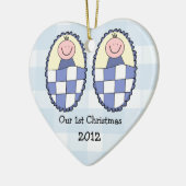 Twins 1st Kerstblauw Keramisch Ornament (Links)