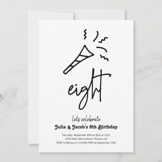 Twins 8e Anniversaire Fête Invitation (Devant)