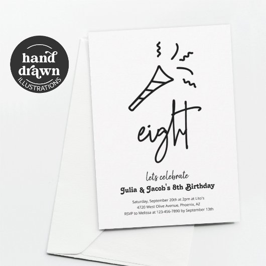 Twins 8e Anniversaire Fête Invitation