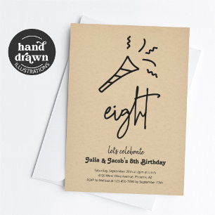 Twins 8e verjaardag Party uitnodiging