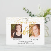 Twins Afstuderen Foto Kaart (Staand voorkant)