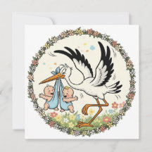 Twins and Stork Vintage Design