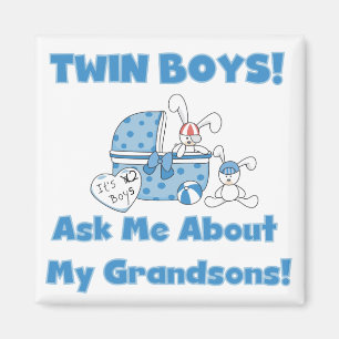 Twins-Ask over mijn kleinzoons Tshirts en cadeautj Magneet