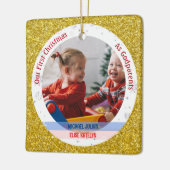 Twins Baby Boy Meisje 1e Kerstmis als peetouders F Keramisch Ornament (Links)