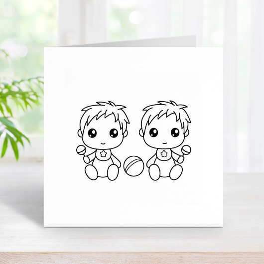 Twins Baby Boys Kleur me Rubberstempel