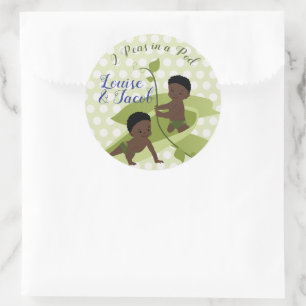 Twins Baby Boy's Shower of 1st Birthday Ronde Sticker