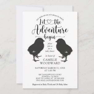 Twins Baby Chicken Baby shower Invitation Kaart