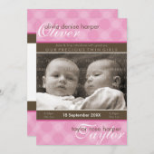 TWINS BABY DANK U :: harmonie 6P Aankondiging (Voorkant / Achterkant)