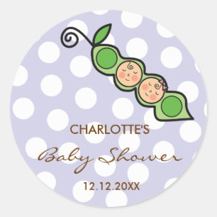 Twins Baby Erwten in Pod Baby shower Label / Stick