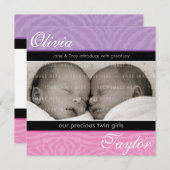 TWINS BABY FAIRE-PART :: harmonie (Devant / Derrière)