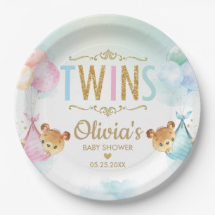Twins Baby Girl Boy Cute Beer Balloons Baby shower Papieren Bordje